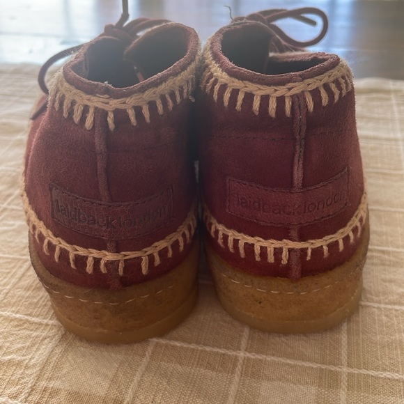 Anthropologie Sundance Shenje Chukka Laidback London Burgundy Shoes - Picture 4 of 6